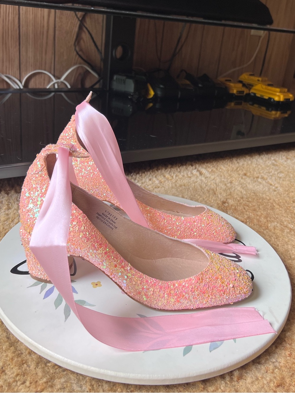 Free People Pink Glitter Lana Block Heels size women’s 9. - Picture 15 of 17